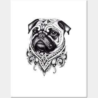 Pug Pet Animal Nature Illustration Art Tattoo Posters and Art